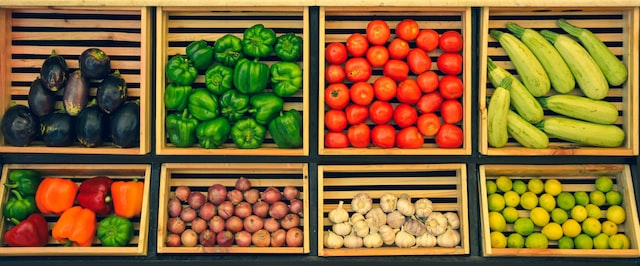 market stand with vegetables