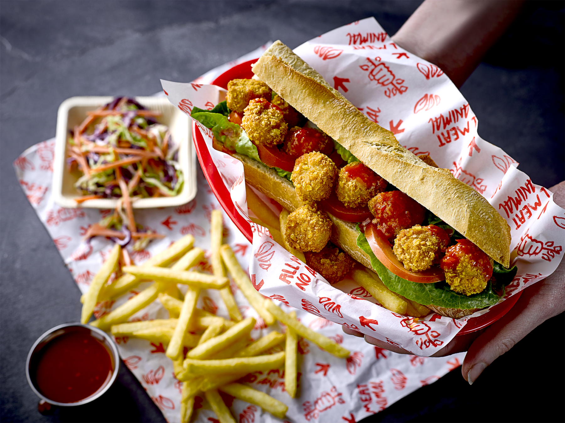 vegan fried chick*n po boy