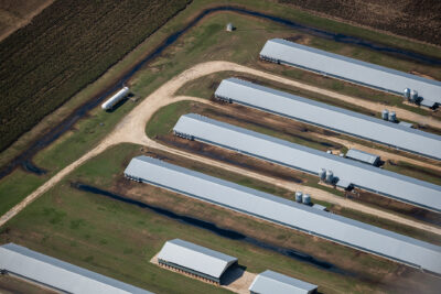 aerial view of factory farm
